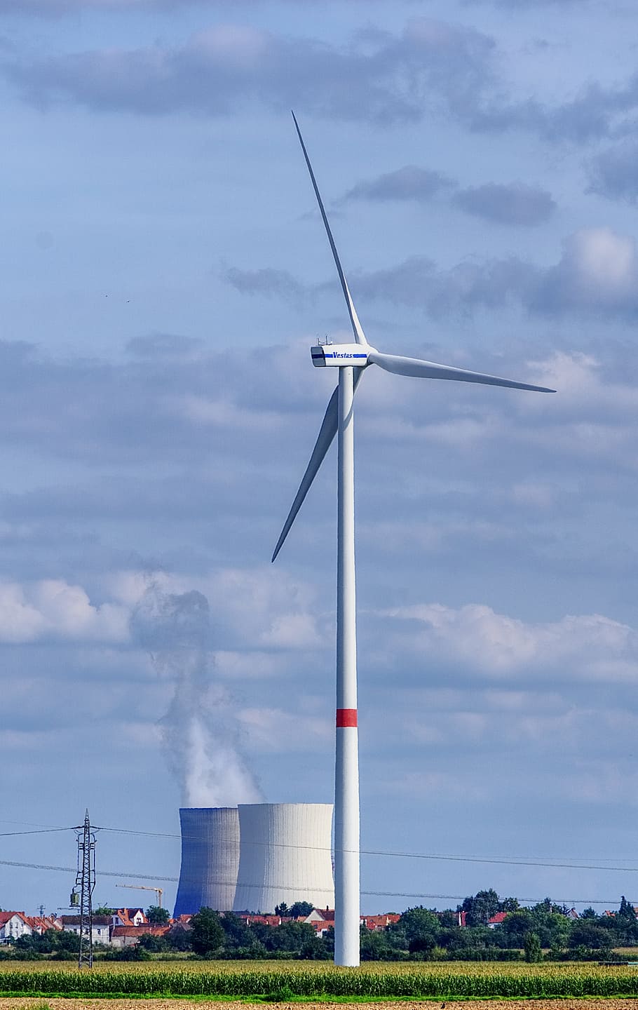 pinwheel, nuclear power plant, pollution, radiation, wind power