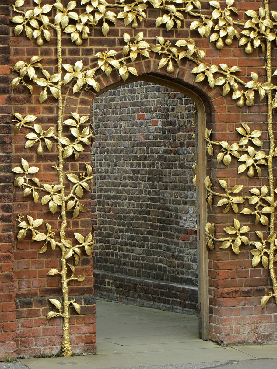 Architecture, Gates, Pathway, Hampton, court, palace, uk, england, HD wallpaper