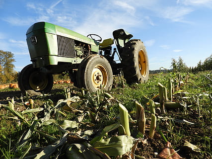 tractor, farm, john deere, corn, harvest, agriculture, machine HD wallpaper