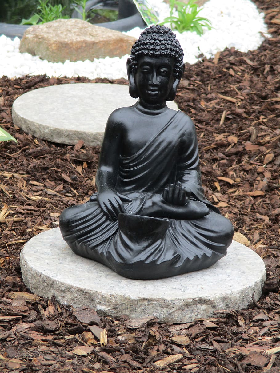 statue, figure, buddha, sculpture, face, head, black, relaxation, HD wallpaper