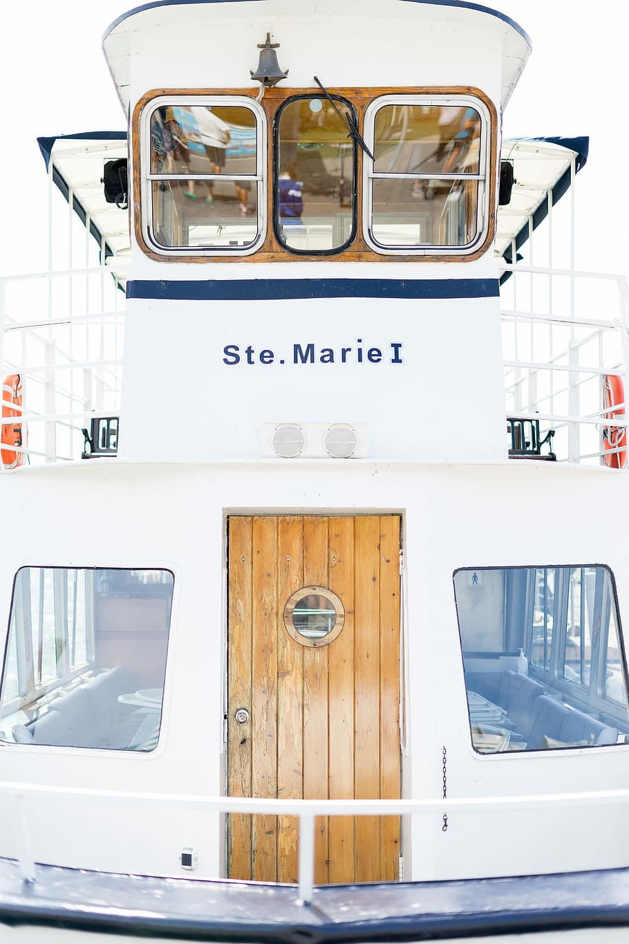 Ste. Mariel ship, white and brown yatch, boat, ferry, cruise HD wallpaper