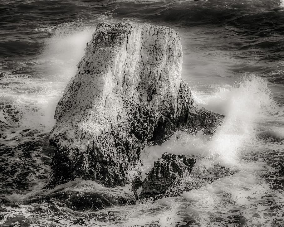 rock, wave, smashing, crushing, foam, spray, nature, stone HD wallpaper