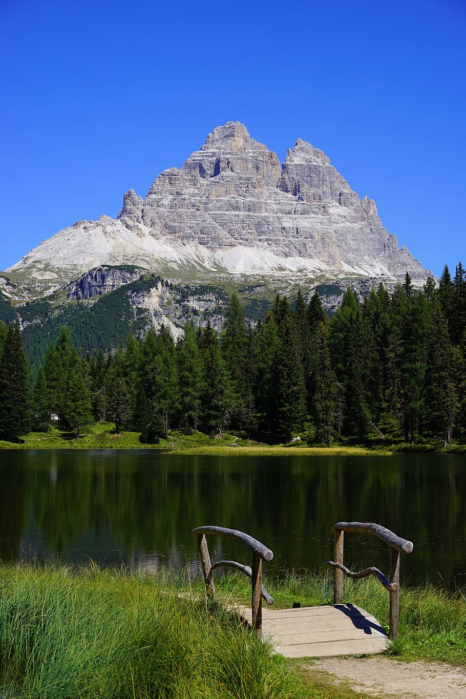 landscape photography of mountain, antorno lake, idyll, three zinnen, HD wallpaper