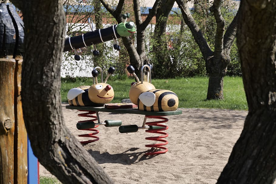 tree, wood, from wood, design made of wood, children's playground, HD wallpaper
