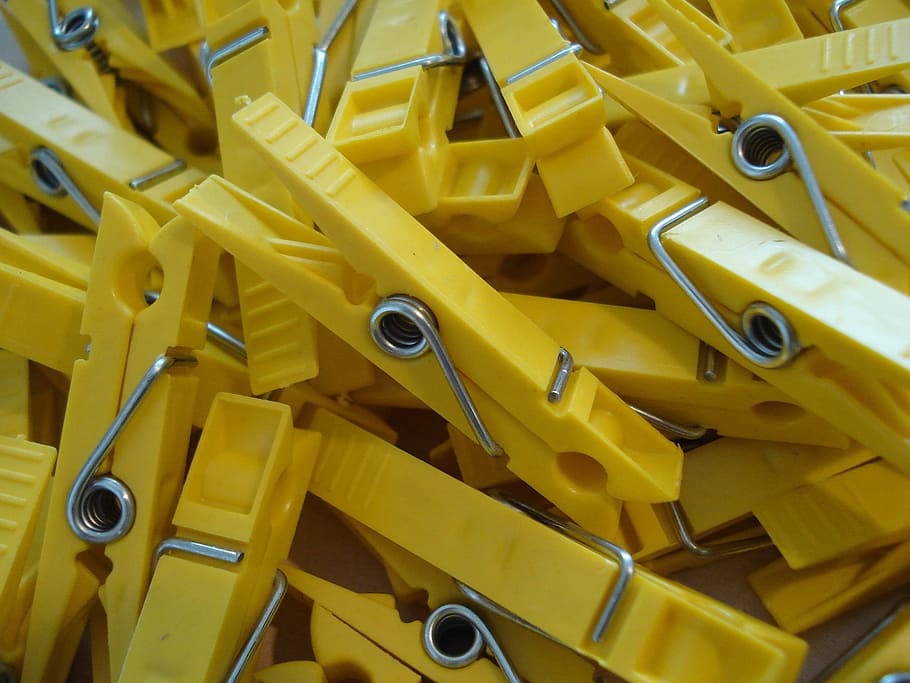Yellow, klamnmer, clothespins, wood - Material, industry, no people HD wallpaper