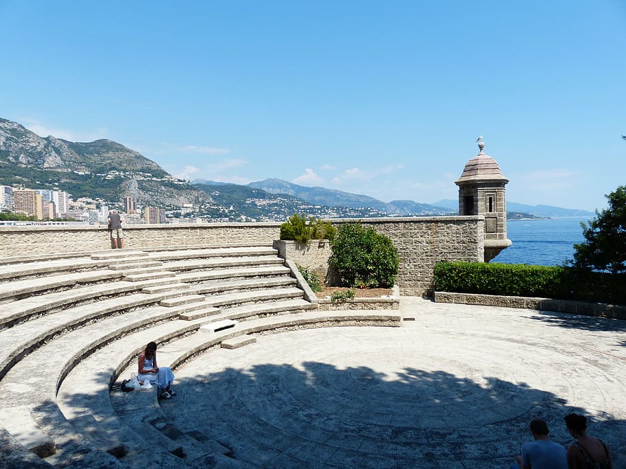 monaco, fort antoine, fortress, open air theatre, amphitheater, HD wallpaper