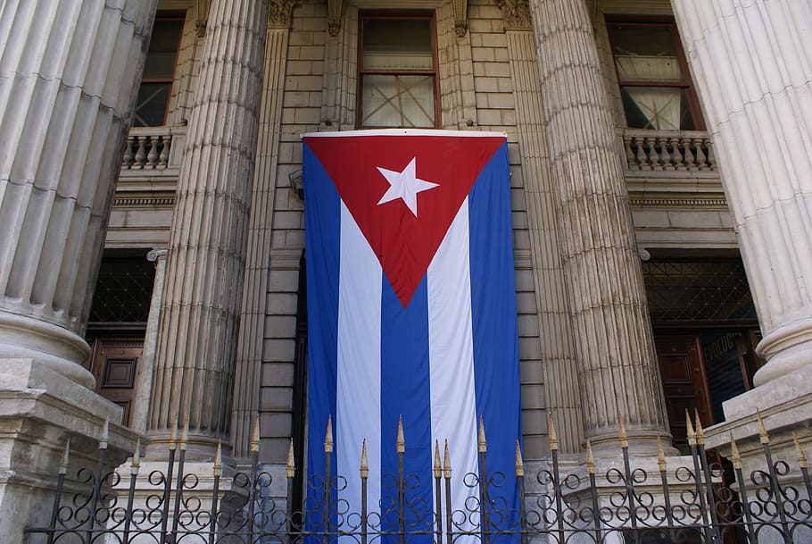 cuba, havana, cuban flag, patriotism, building exterior, architecture, HD wallpaper