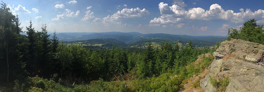 landscape, panorama, nature, czech republic, clouds, view, forest