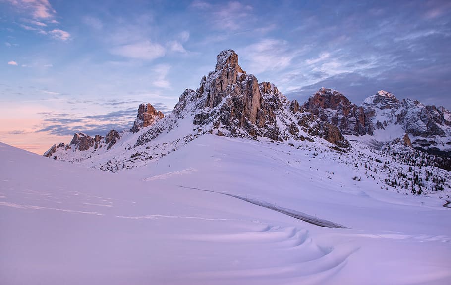 snowfield near mountain alps, mountain covered with snow, peak HD wallpaper