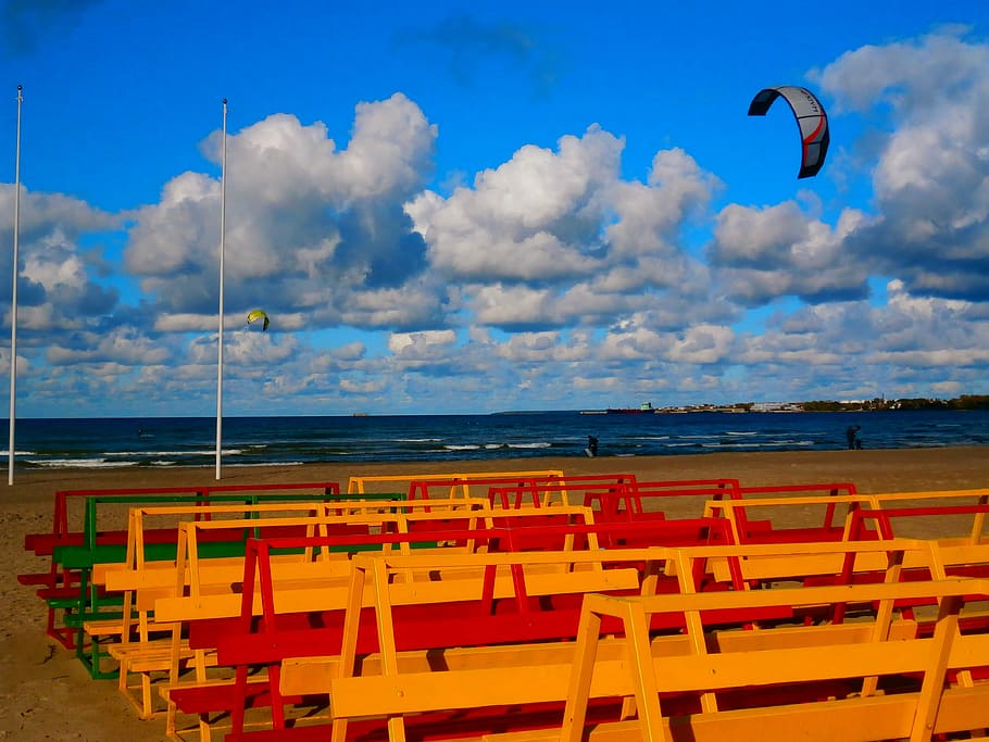 Colorful, Beach, Clouds, Tallinn, sky, baltic, estonia, day HD wallpaper