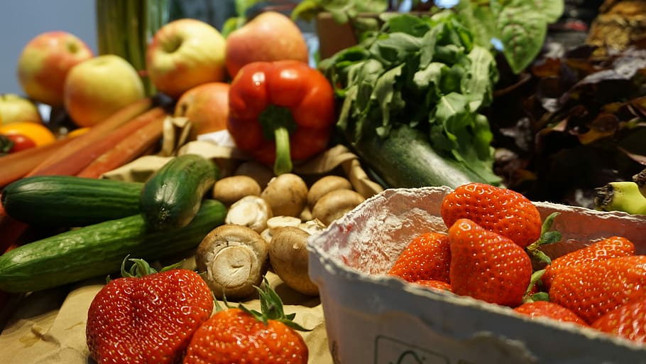 Fruits, Vegetables, Market, Nutrition, carrots, still life, HD wallpaper