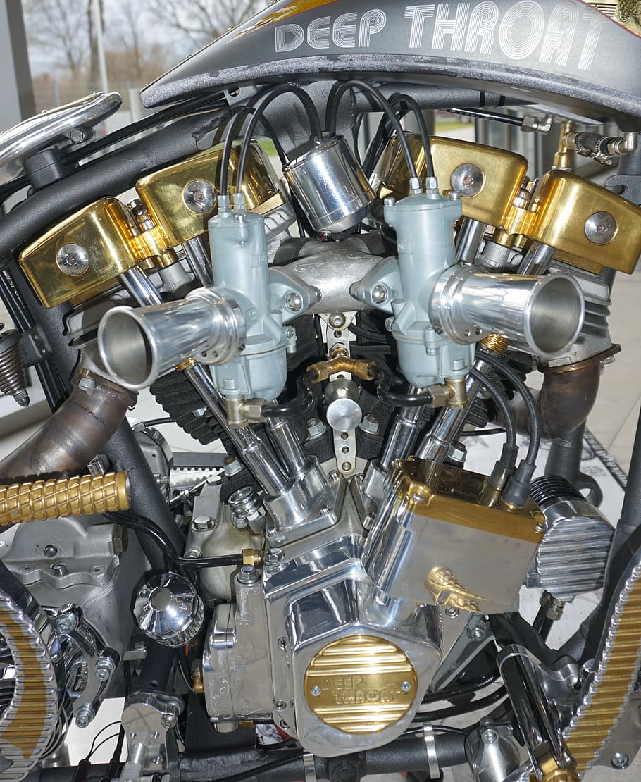 deep throat, motor, motorcycle, technology, chrome, shiny, two wheeled vehicle HD wallpaper