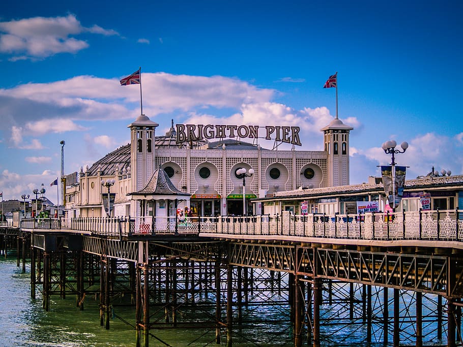 Brighton Pier, Brighton Pier during daytime, building, sea, water, HD wallpaper