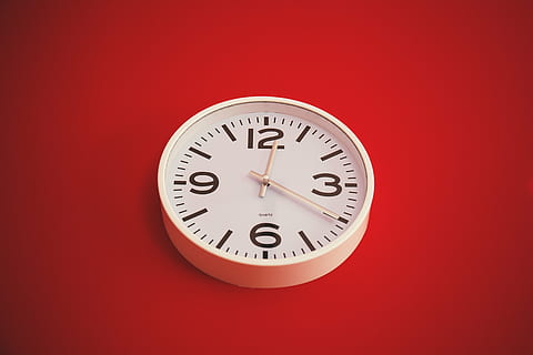 round white analog wall clock at 12:20, photo, time, numbers HD wallpaper