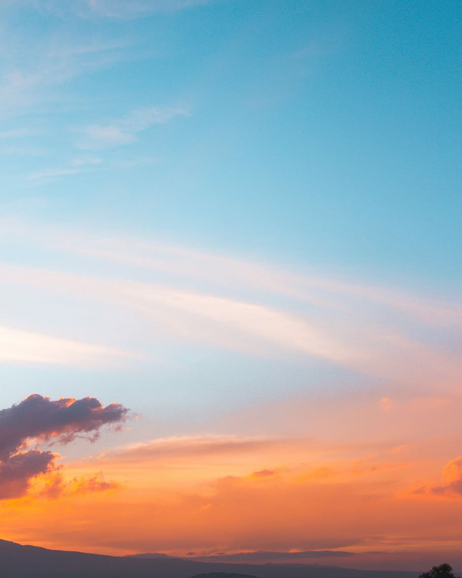 cloudy sky during golden hour, white cloudy sky during golden hour HD wallpaper