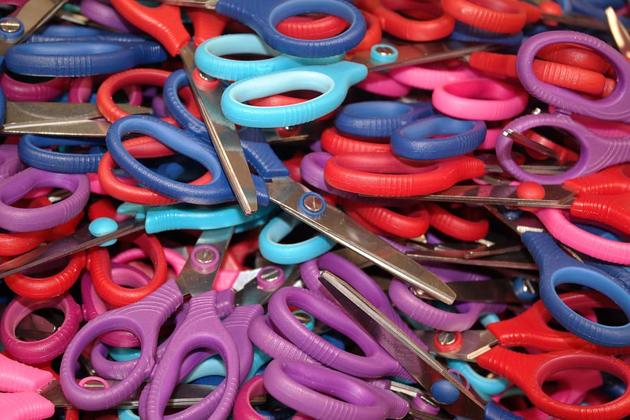 scissors lot, school, accessories, colorful, cut, tools, equipment HD wallpaper