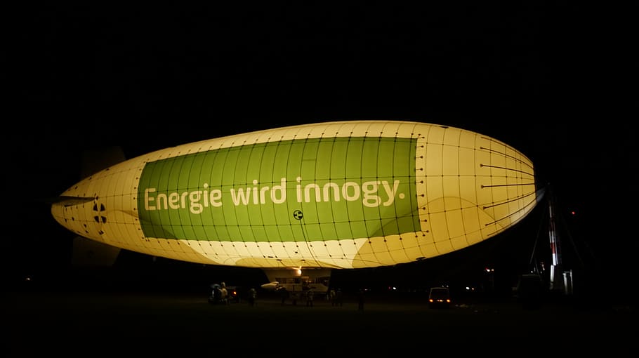 zeppelin, night, lighting, transportation, mode of transportation HD wallpaper