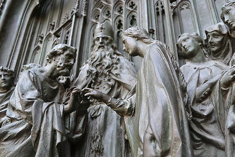 milan, emboss, the cathedral, sculpture, human representation HD wallpaper