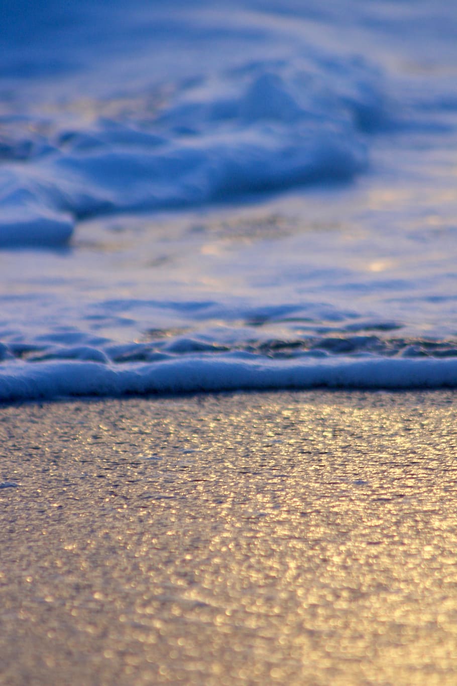 blue dust, beach, sun, sunset, light, orange, sand, sea, ocean HD wallpaper