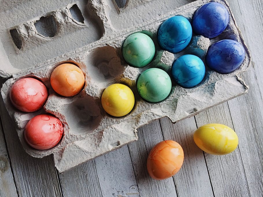 assorted-color eggs in tray, easter, easter eggs, spring, colorful HD wallpaper