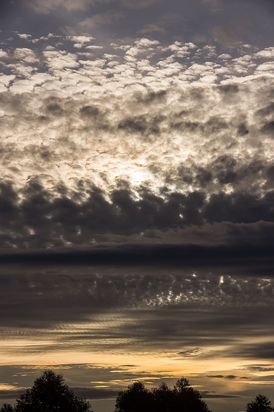 Sunset, Clouds, sky, silver, grey, pretty, patterns, australia HD wallpaper