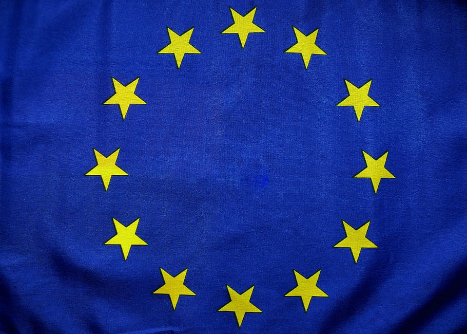 yellow and blue textile, euro flag, europe, europe flag, eu flag
