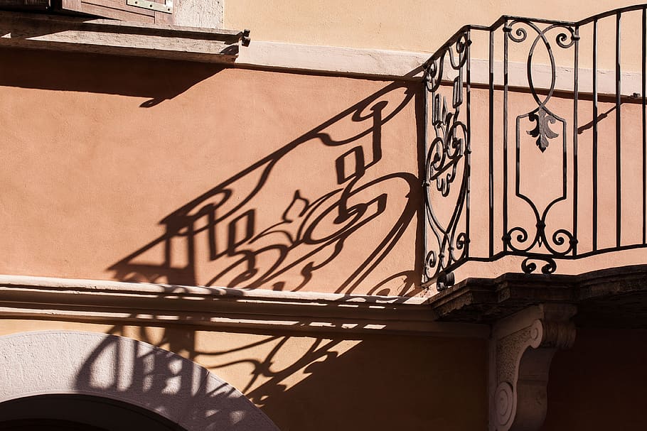 Balcony, Railing, Parapet, Shadow Play, grid, wrought iron HD wallpaper