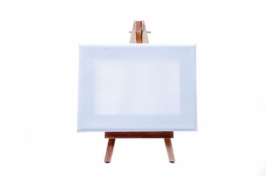 white wooden board, easel, frame, billboard, blank, stand, canvas, HD wallpaper