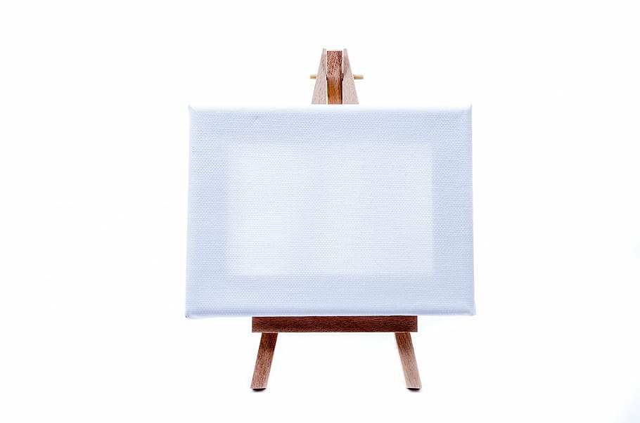 white wooden board, easel, frame, billboard, blank, stand, canvas HD wallpaper