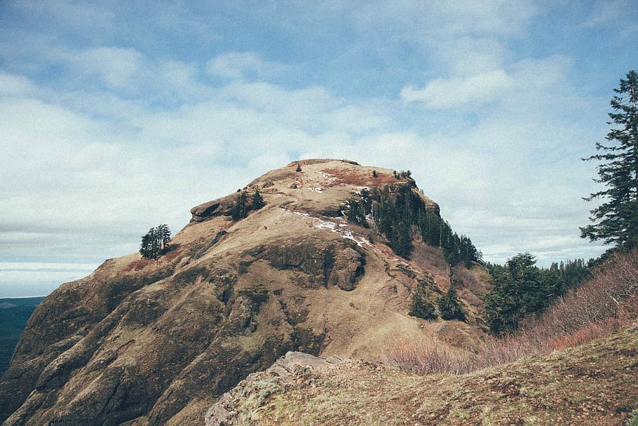 landscape photography of mountain, trees on hill, stone, rock HD wallpaper