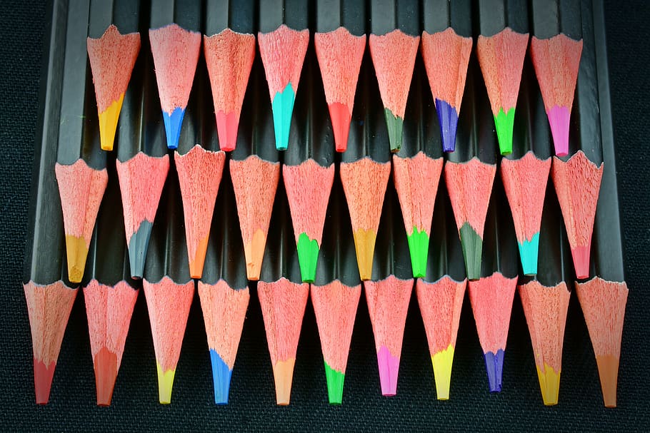 colored pencils, pens, colorful, paint, colour pencils, wooden pegs, HD wallpaper