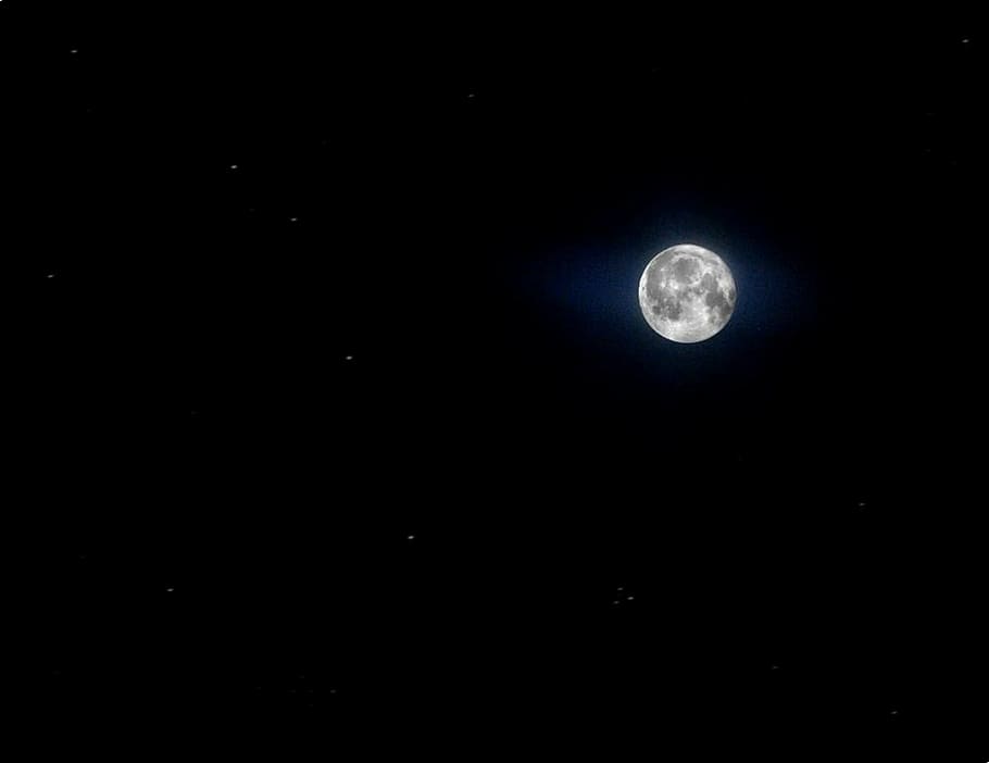 full moon illustration, stars, night sky, night time, dark, astronomy, HD wallpaper