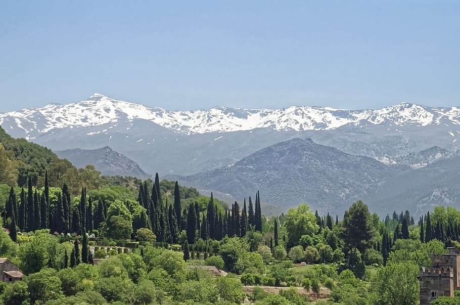 spain, andalusia, sierra nevada, mountains, snow, panorama, HD wallpaper