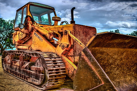 photo of yellow front-end loader, excavators, caterpillar, machine HD wallpaper