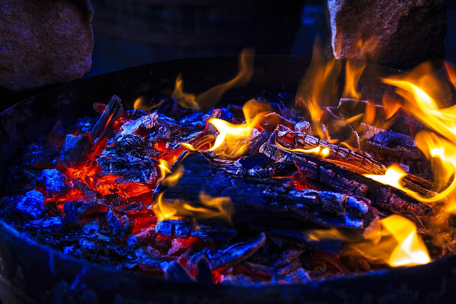 burning firewood, hot, open fire, flare-up, heat, fireplace HD wallpaper