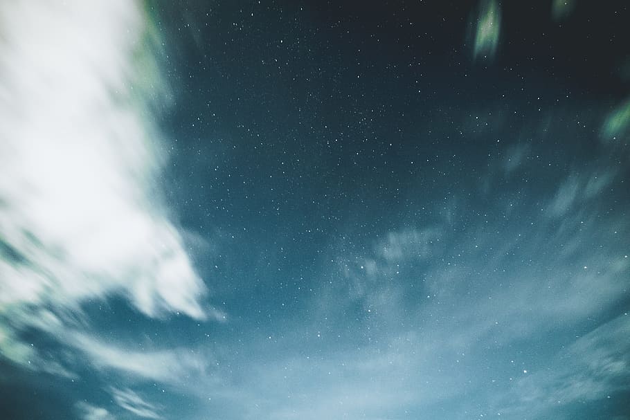 white and gray clouds at daytime, white clouds on sky, green HD wallpaper
