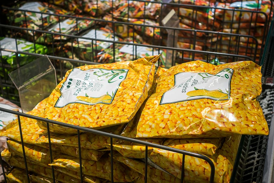 Frozen corn, store, food, market, asia, market Stall, retail HD wallpaper