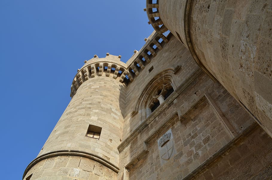 castle, rhodes, great teacher, tower, middle ages, sky, holidays, HD wallpaper