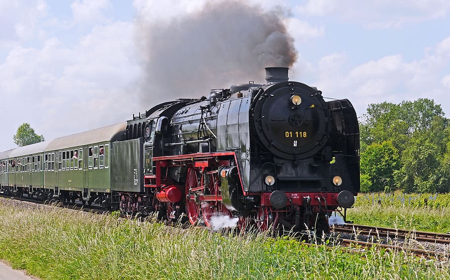 Steam Locomotive, Voildampf, express train, br01, br 01, special crossing, HD wallpaper