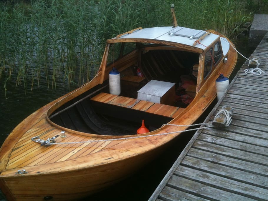 Boat, Pier, Archipelago, summer, wooden boat, fishing boat HD wallpaper