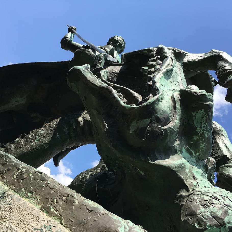 weimar, knight, monument, sculpture, statue, low angle view HD wallpaper