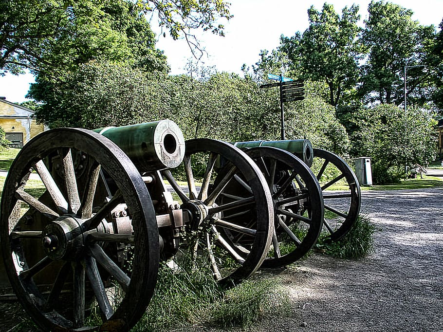 guns, pipe, short, old, suomenlinna, helsinki, finnish, tree HD wallpaper