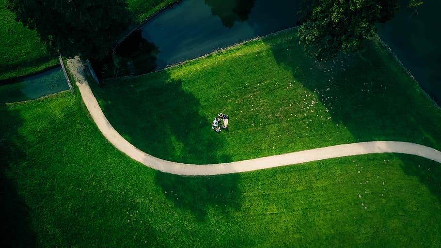 Chillings, white power cord on surface, path, river, green, park HD wallpaper