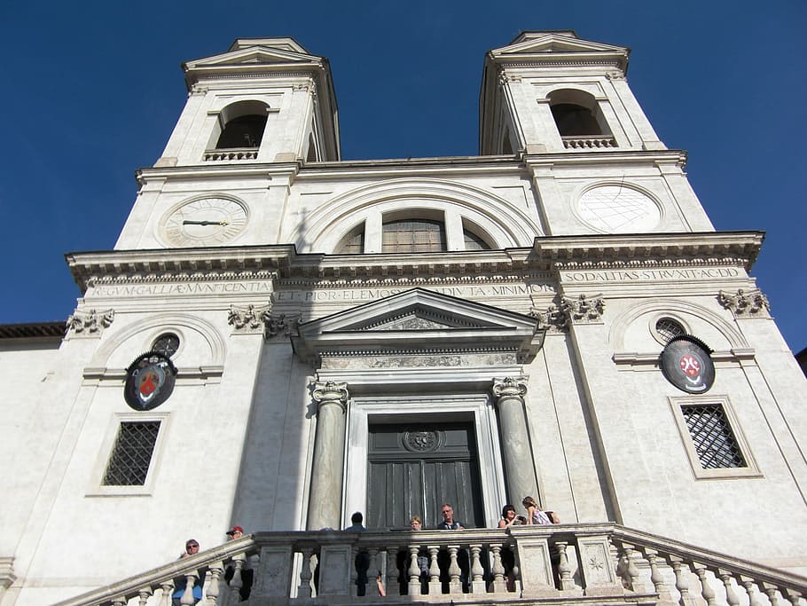 rome, italy, spanish steps, santissima trinita dei monti, church