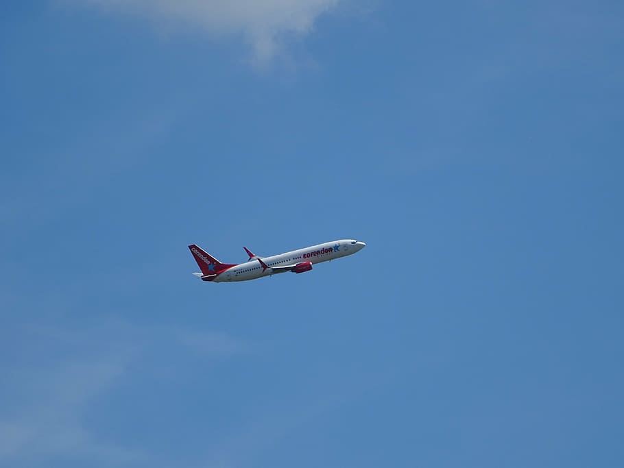 aircraft, sky, blue, start, departure, climb, wing, flyer, side view, HD wallpaper
