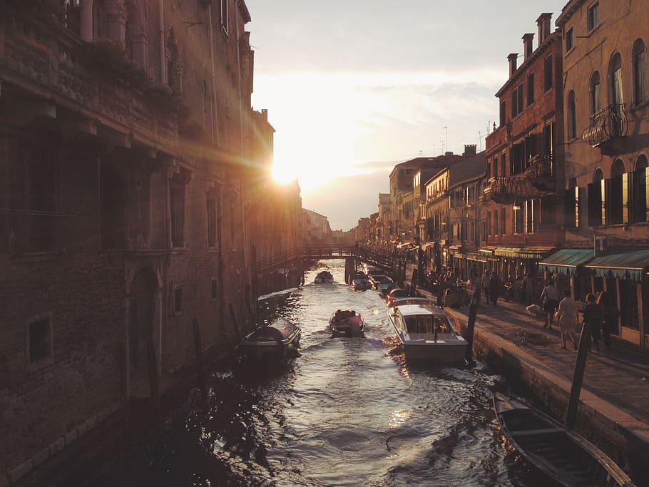 Venice Canal photo, italy, architecture, water, boat, gondola, HD wallpaper