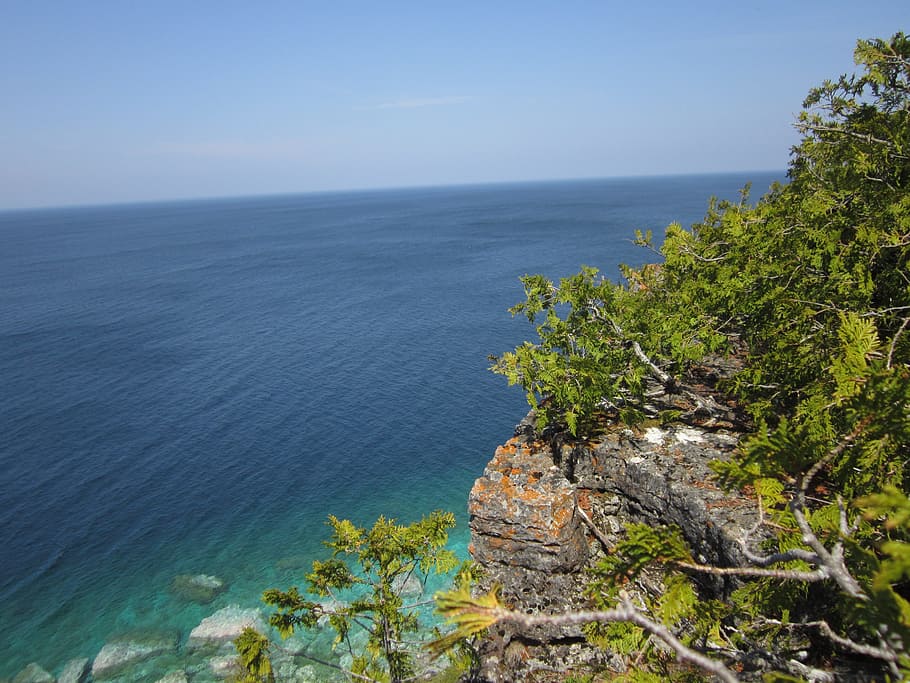 tobermory, ontario, high dump, sea, water, plant, scenics - nature HD wallpaper
