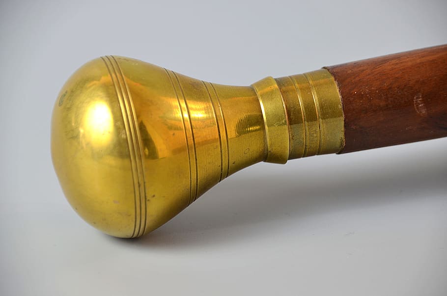 Cane, Knob, Brass, Reflections, Yellow, gold colored, no people HD wallpaper