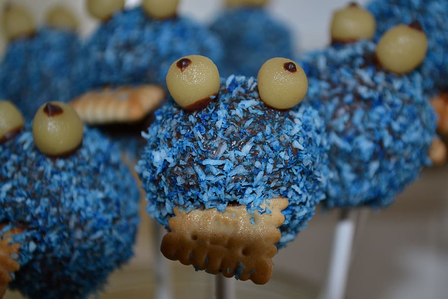 tidbits, sweetness, blue, cookie monster, close-up, food and drink HD wallpaper