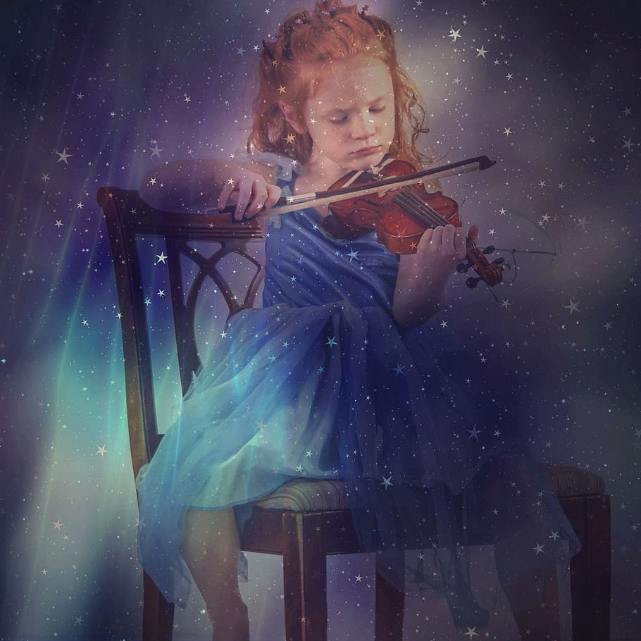 HD wallpaper girl playing violin sitting on chair child music